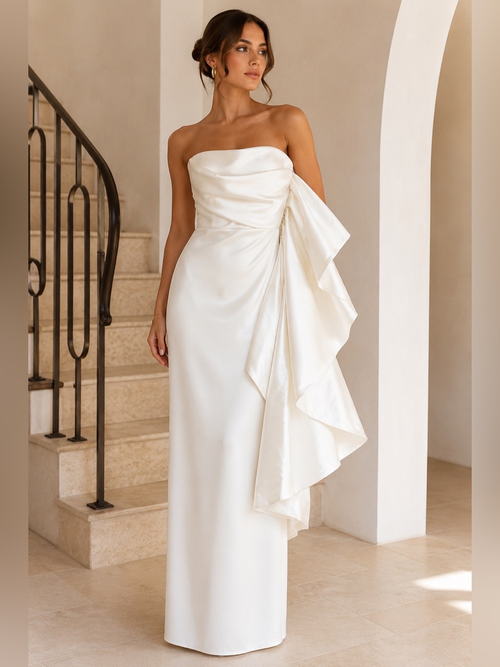 Solace London Milena Ivory Strapless Bridal Maxi Dress US 6 NWOT